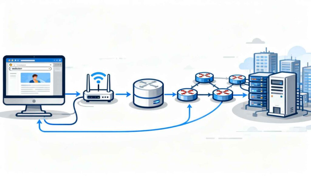 Parcours des données entre le navigateur et le service web